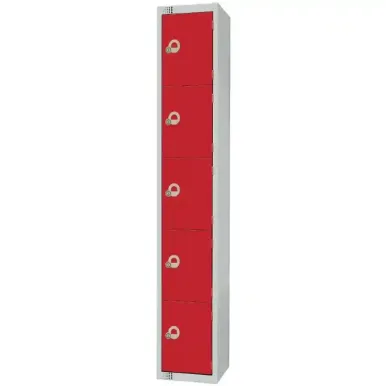 Elite Five Door Coin Return Locker Red