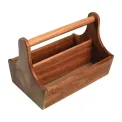 Acacia Wood Condiment Basket with Handle