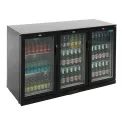 Polar Back Bar Cooler with Hinged Doors in Black 330Ltr