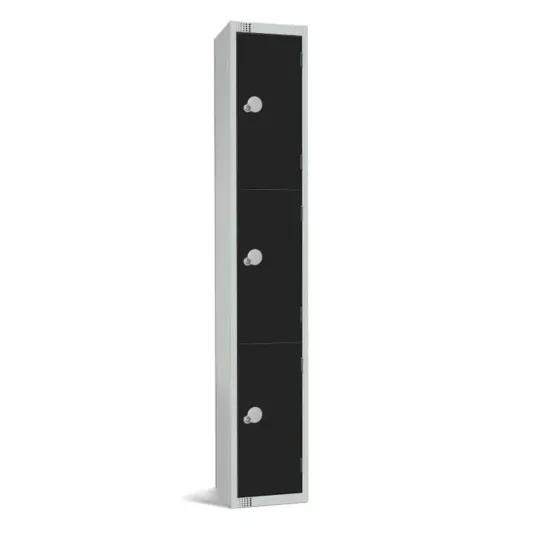 Elite Three Door Camlock Locker Black