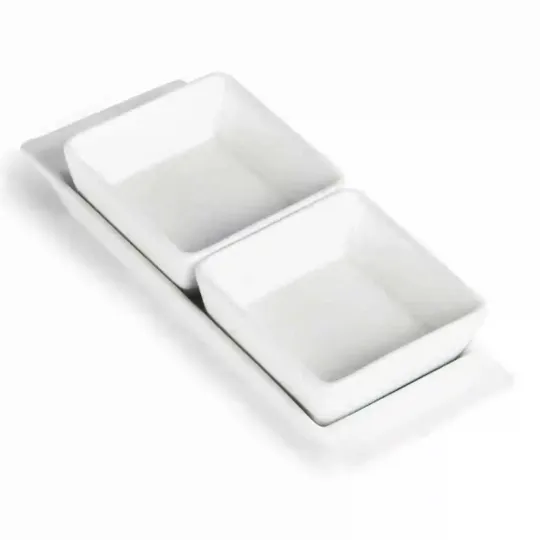 Olympia Whiteware Snack Dishes with Plates 2 Section