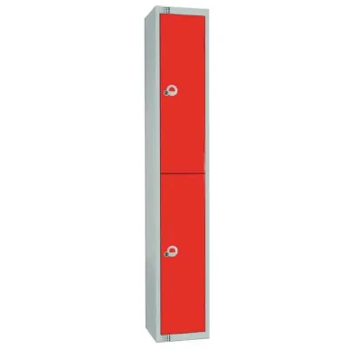 Elite Double Door Coin Return Locker with Sloping Top Graphite Red