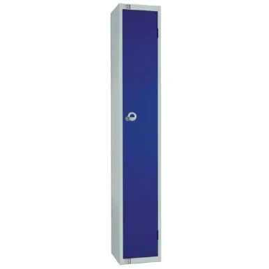 Elite Single Door Coin Return Locker with Sloping Top Blue