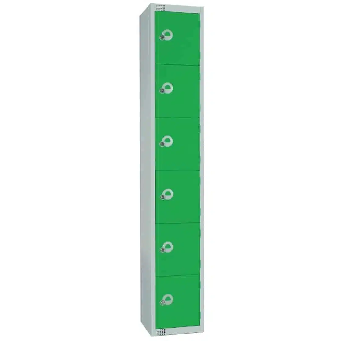 Elite Six Door Camlock Locker with Sloping Top Green