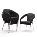 Bolero Wicker Wraparound Bistro Chairs Charcoal (Pack of 4) - Image 1