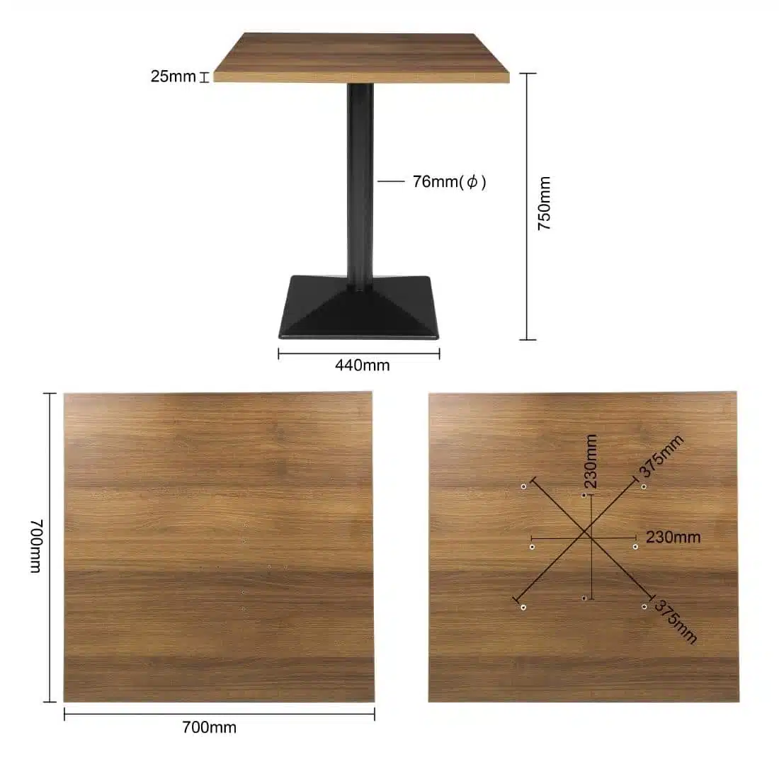 Bolero Complete Square Table 700mm - Image 6