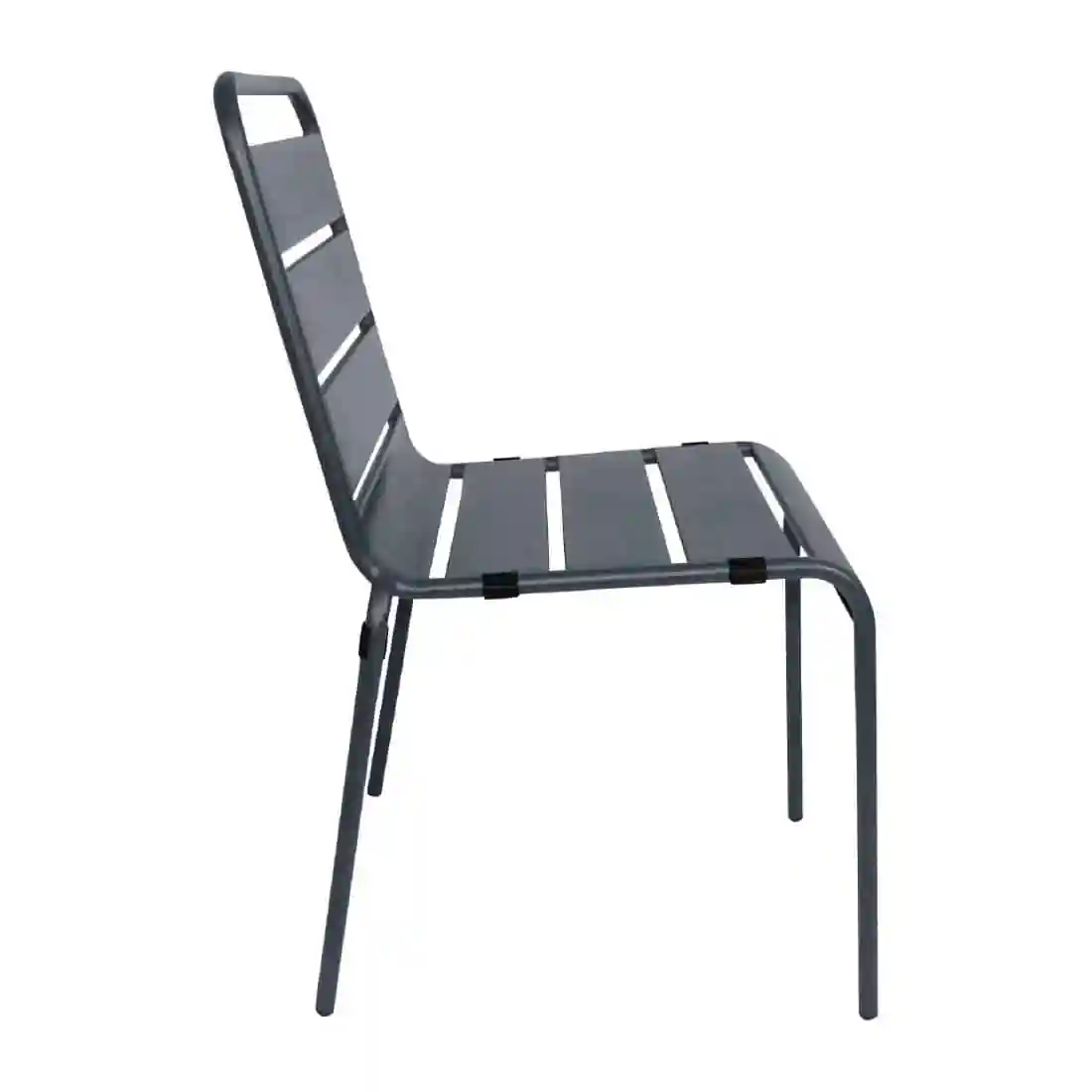 Bolero Slatted Steel Side Chairs Grey (Pack of 4) - Image 3
