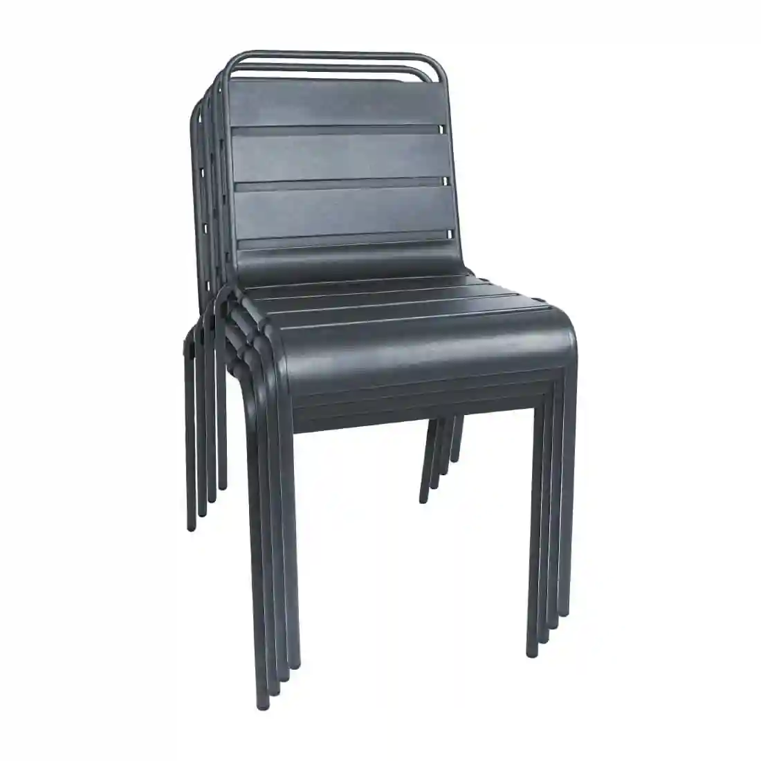 Bolero Slatted Steel Side Chairs Grey (Pack of 4) - Image 4