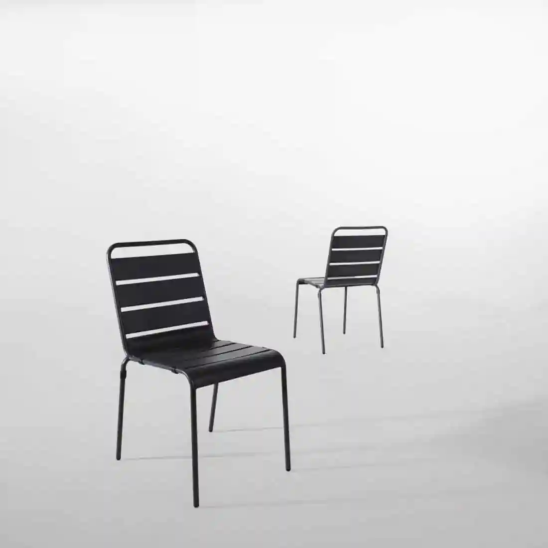 Bolero Slatted Steel Side Chairs Grey (Pack of 4) - Image 7