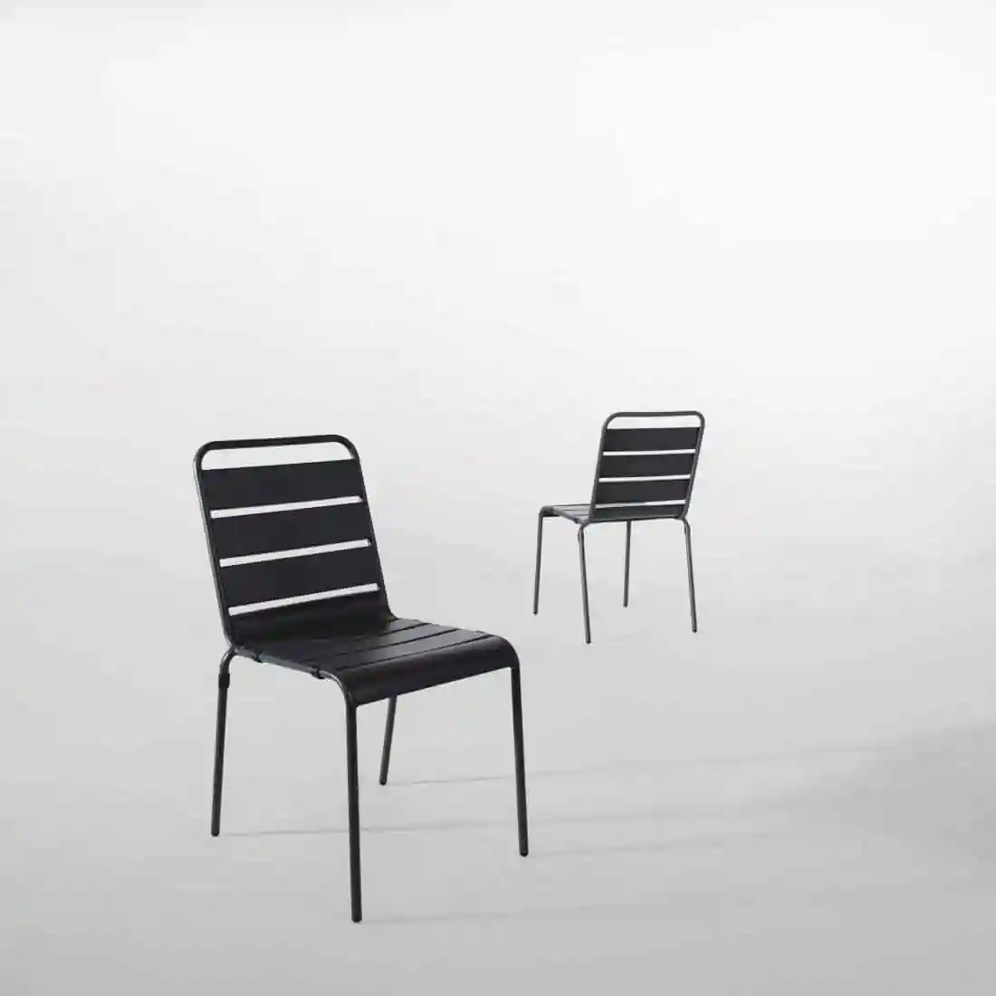 Bolero Slatted Steel Side Chairs Grey (Pack of 4) - Image 8