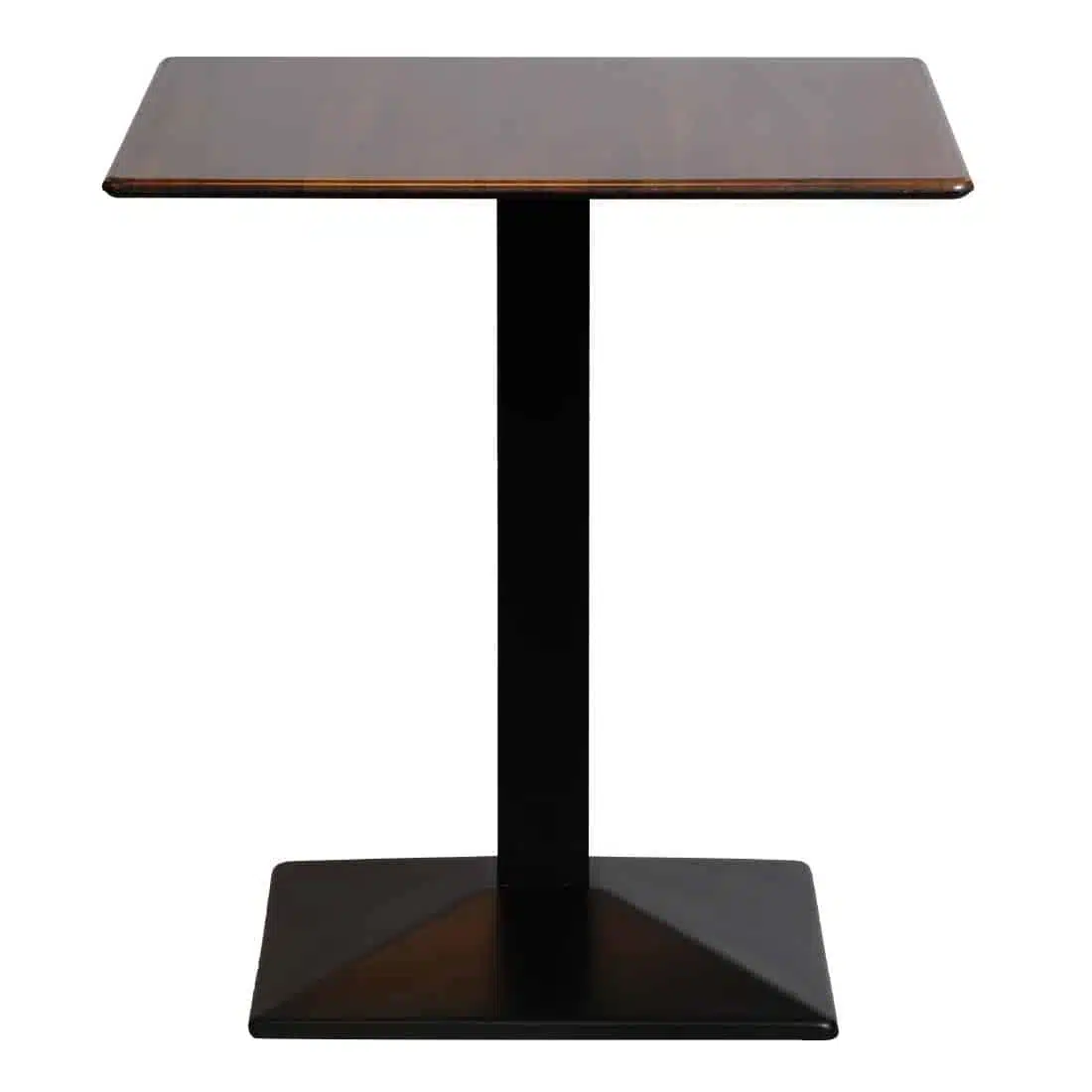 Turin Metal Base 700mm Square Dining Table with Laminate Top in Walnut - Image 3