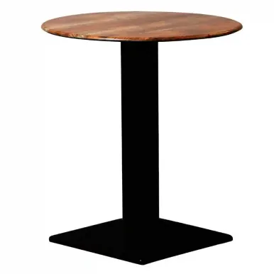 Turin Metal Base 600mm Round Dining Table w/Laminate Top in Planked Oak