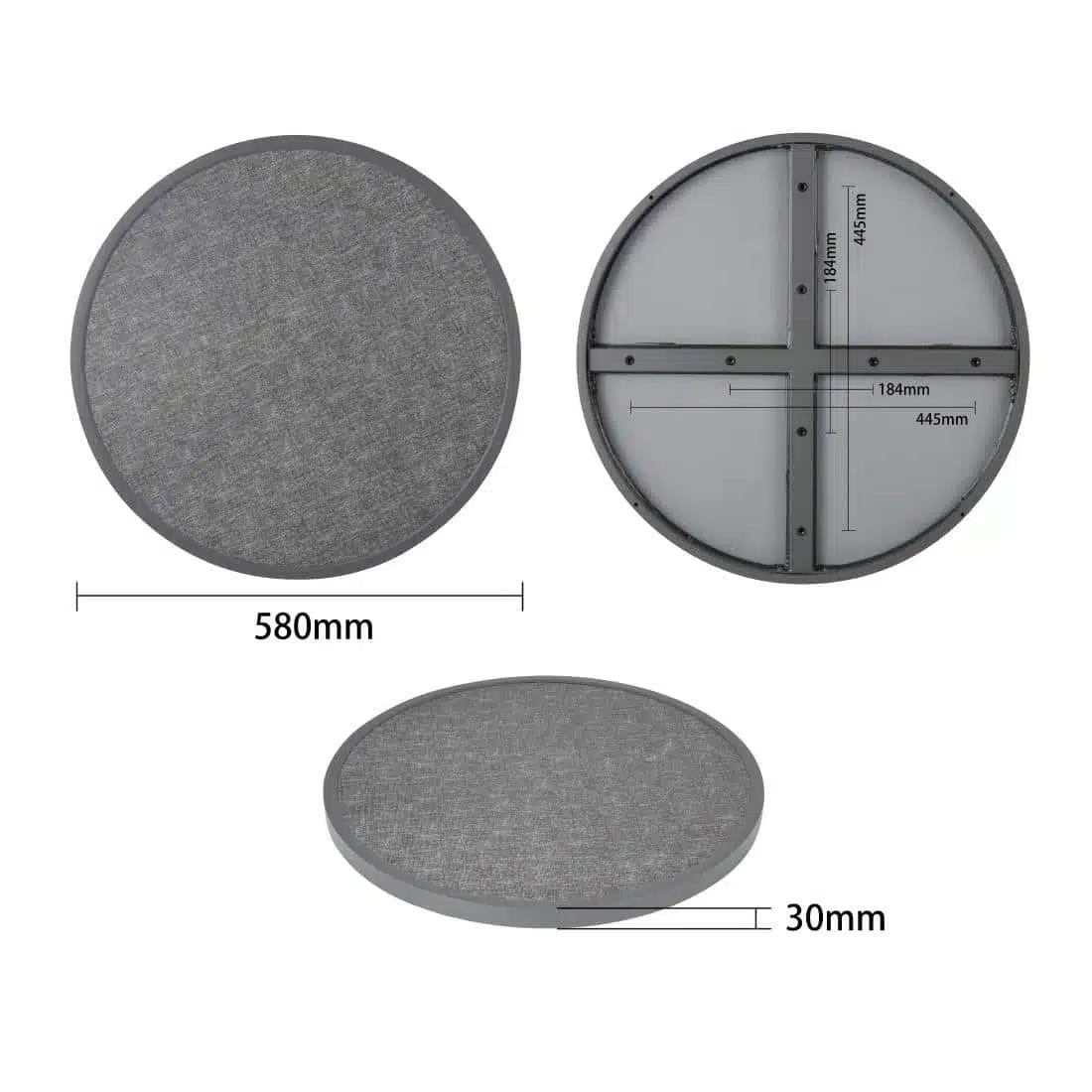 Bolero Fibre Glass Round Table Top Brushed Black 580mm - Image 4