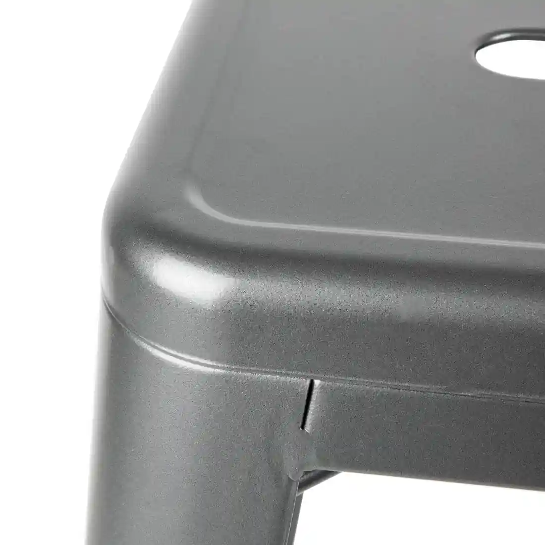 Bolero Bistro High Stool With Backrest Gun Metal (Pack of 4) - Image 4