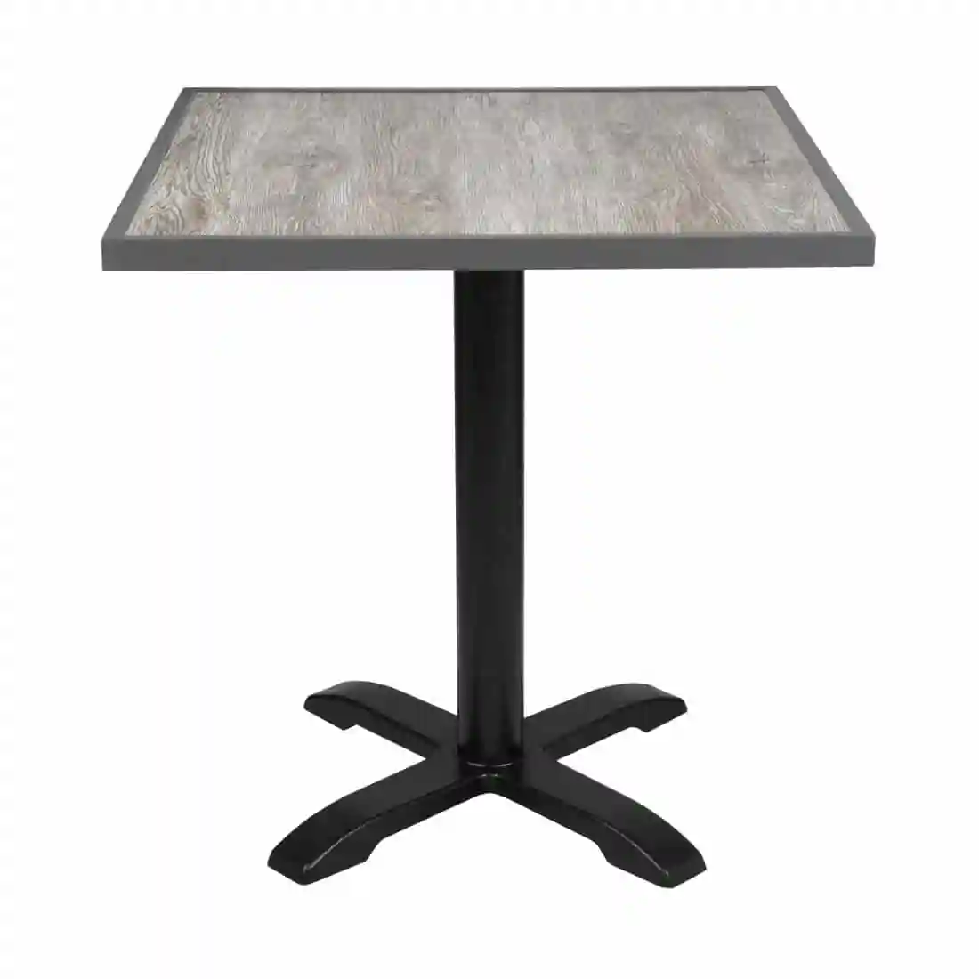 Bolero Wood Grain Effect Outdoor Tempered Glass Table Top Grey Trim 700mm - Image 5