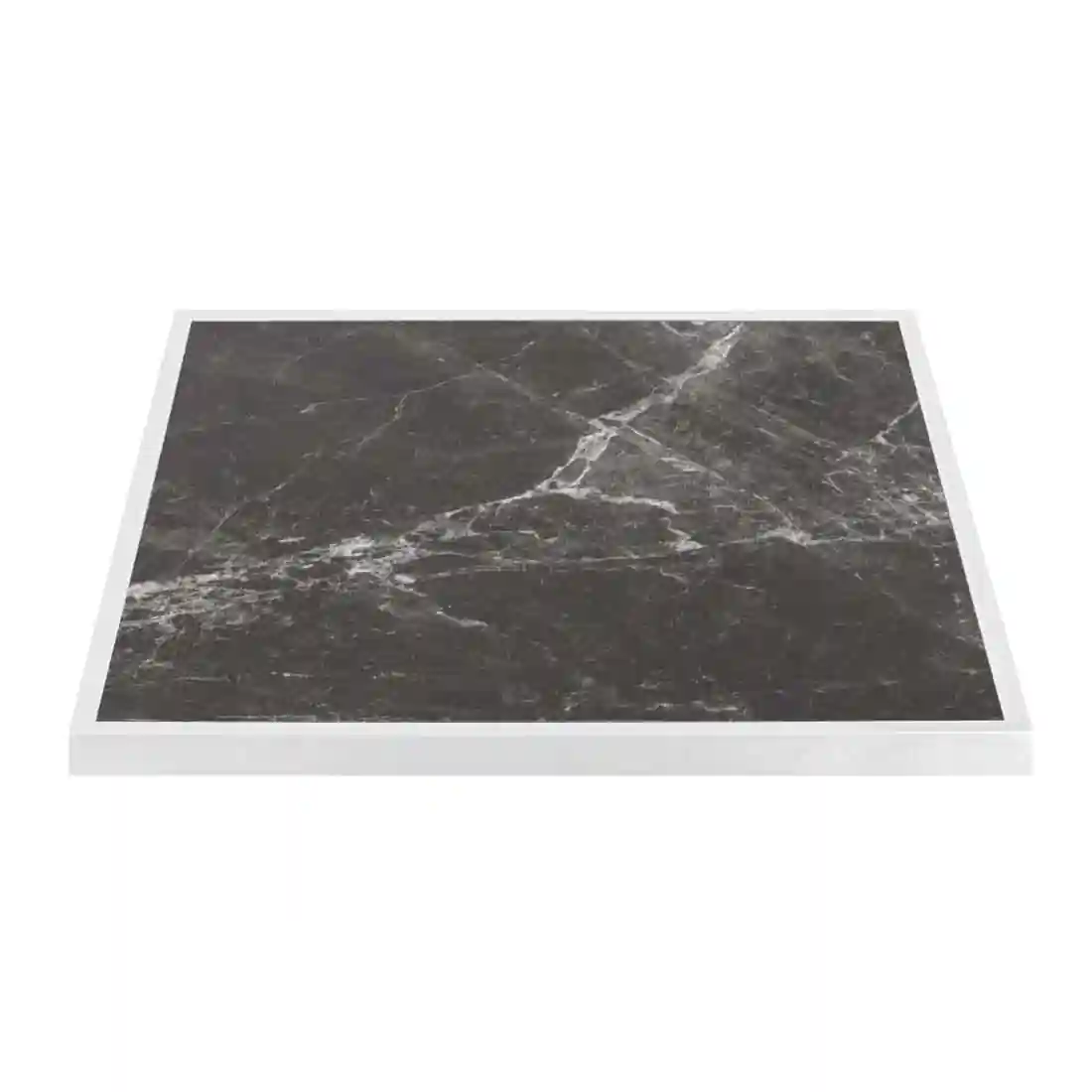 Bolero Dark Granite Effect Outdoor Tempered Glass Table Top White Trim 700mm - Image 1