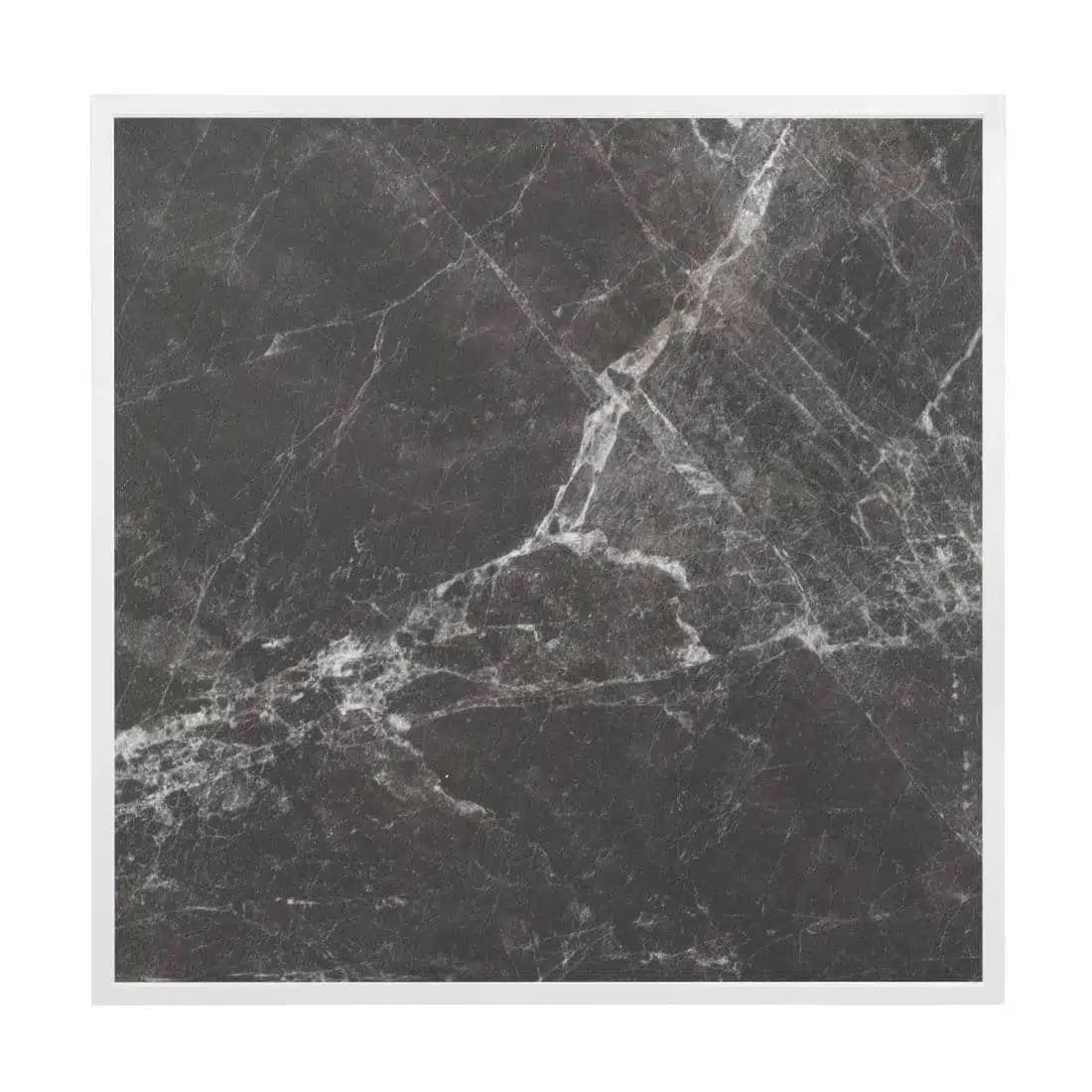 Bolero Dark Granite Effect Outdoor Tempered Glass Table Top White Trim 700mm - Image 2