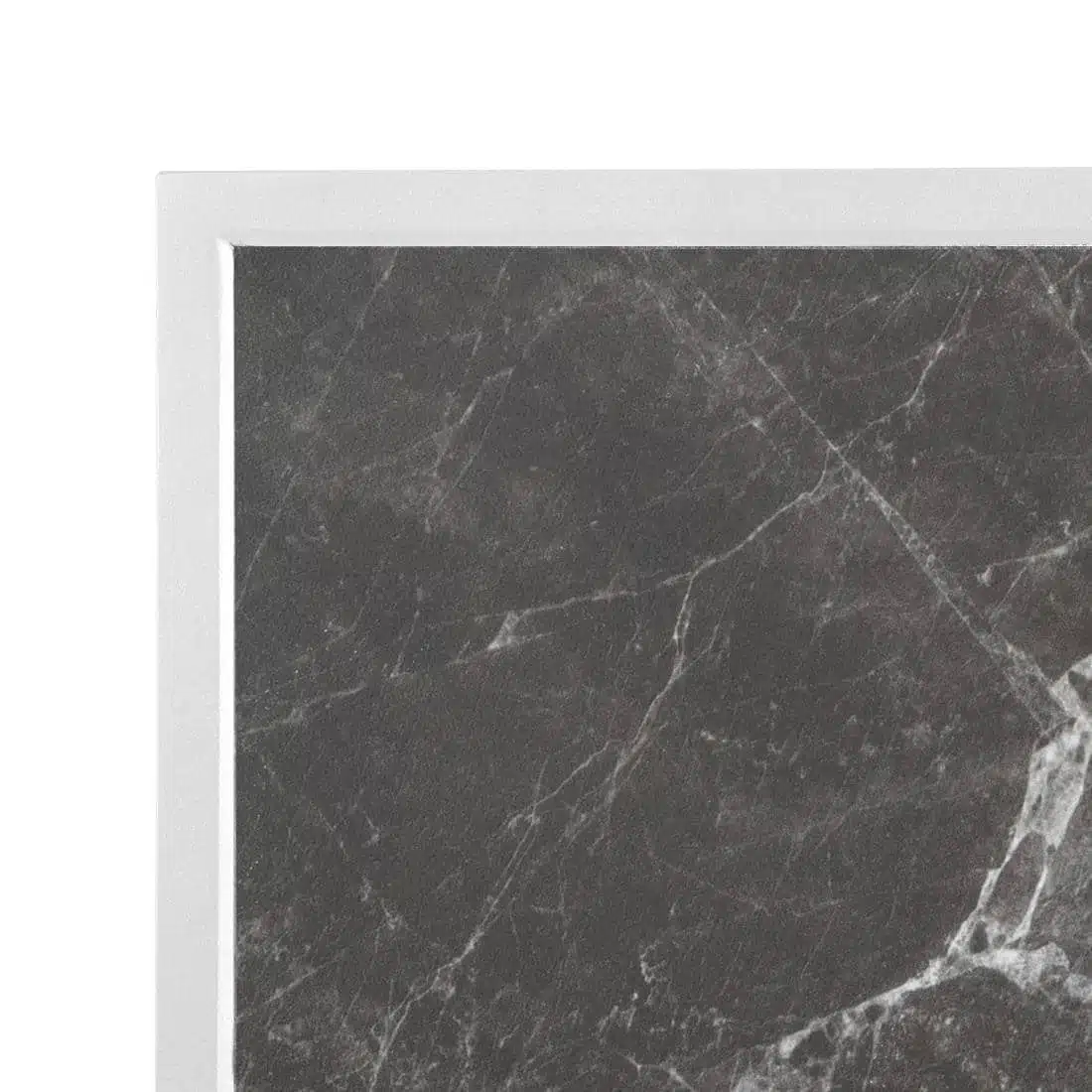 Bolero Dark Granite Effect Outdoor Tempered Glass Table Top White Trim 700mm - Image 3