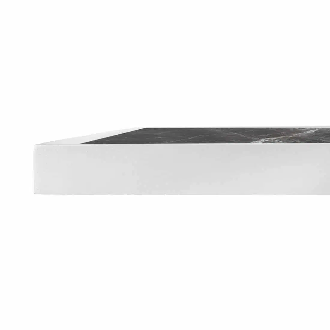 Bolero Dark Granite Effect Outdoor Tempered Glass Table Top White Trim 700mm - Image 4