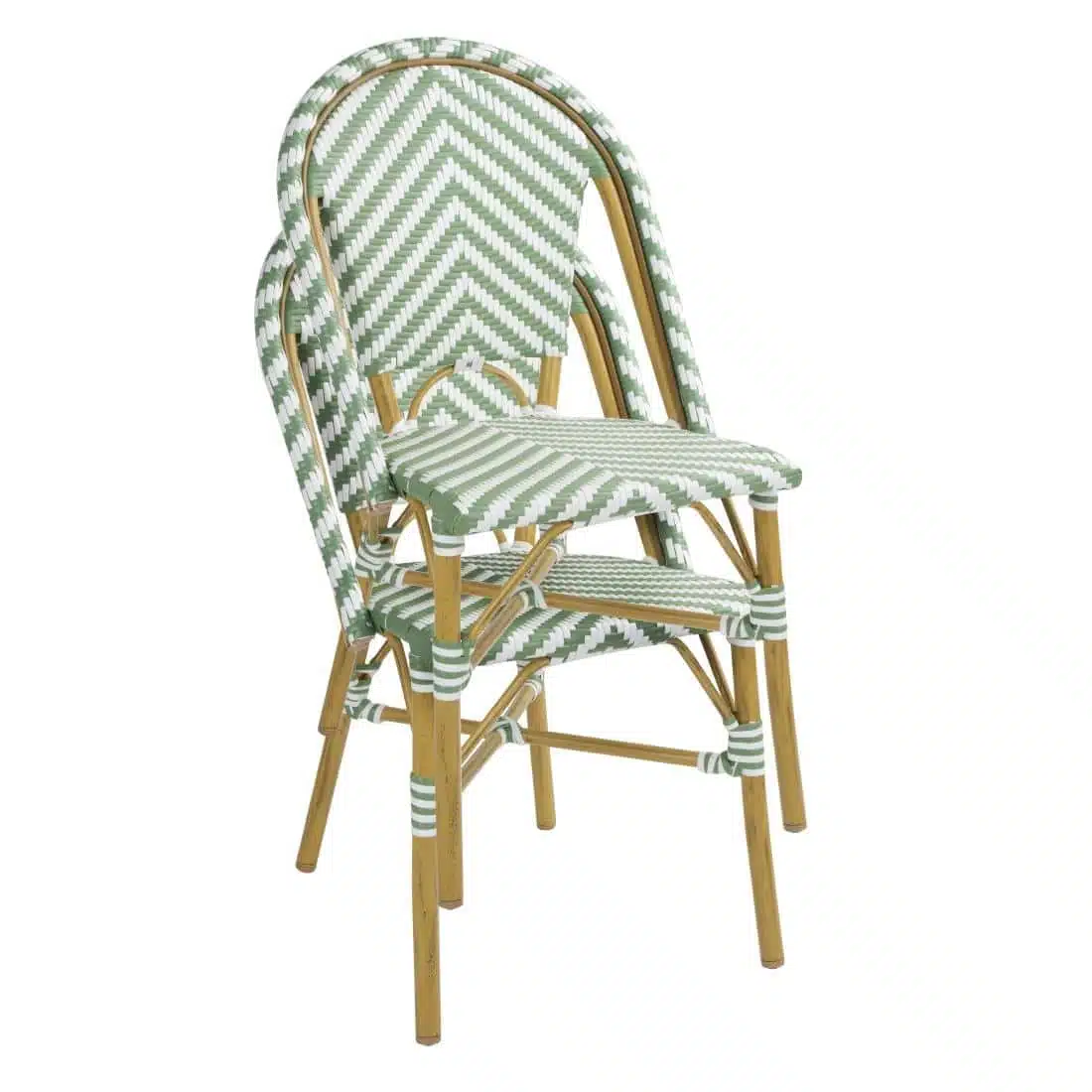 Bolero Parisian Style Rattan Side Chair Light Green (Pack of 2) - Image 6