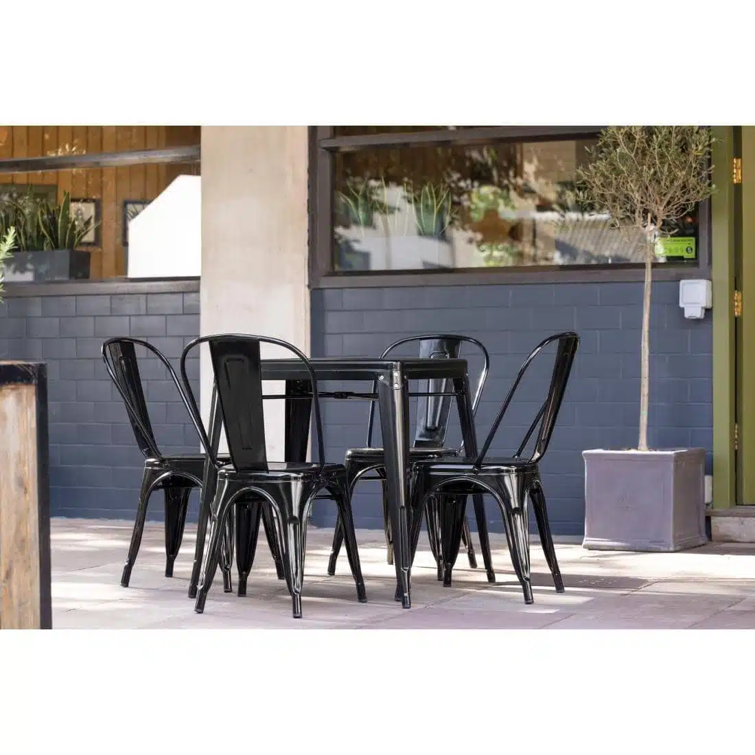Bolero Bistro Steel Side Chairs Black (Pack of 4) - Image 7