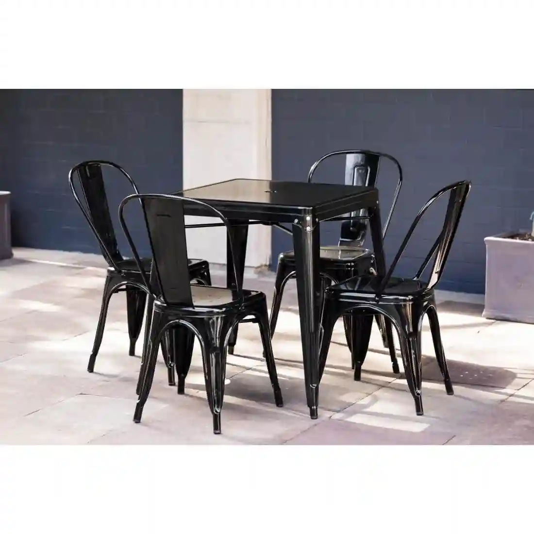 Bolero Bistro Steel Side Chairs Black (Pack of 4) - Image 8