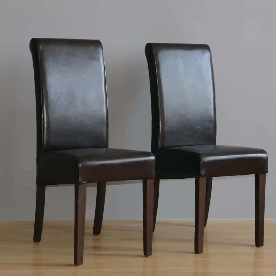 Bolero Curved Back Leather Chairs Dark Brown (Pack of 2) - Image 6