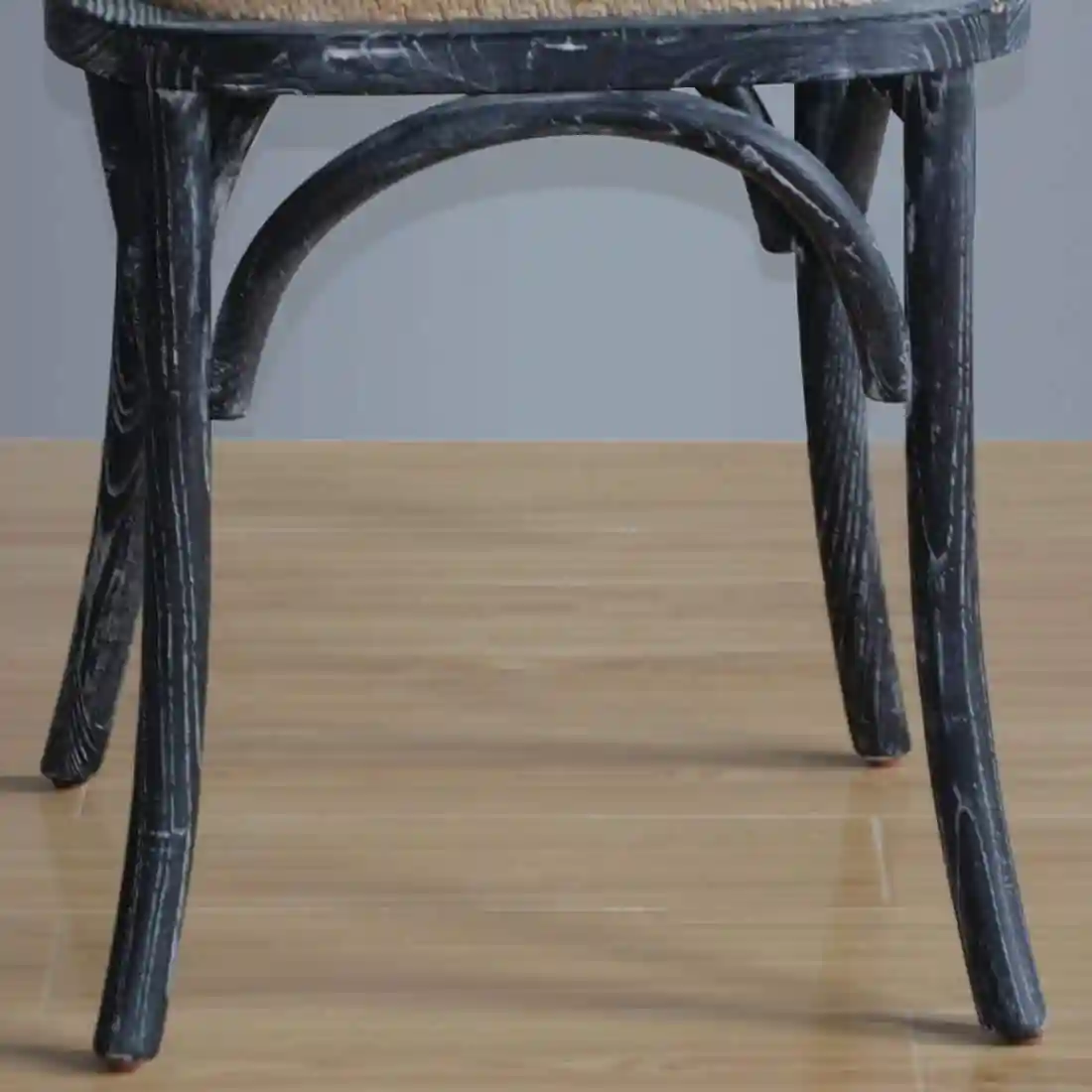 Bolero Wooden Dining Chair with Cross Backrest Black Wash Finish (Box 2) - Image 5