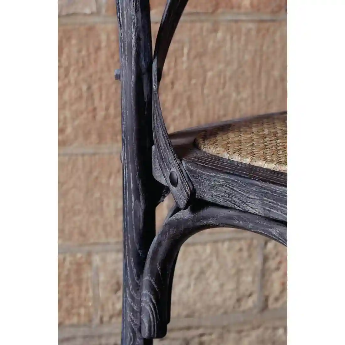 Bolero Wooden Dining Chair with Cross Backrest Black Wash Finish (Box 2) - Image 8