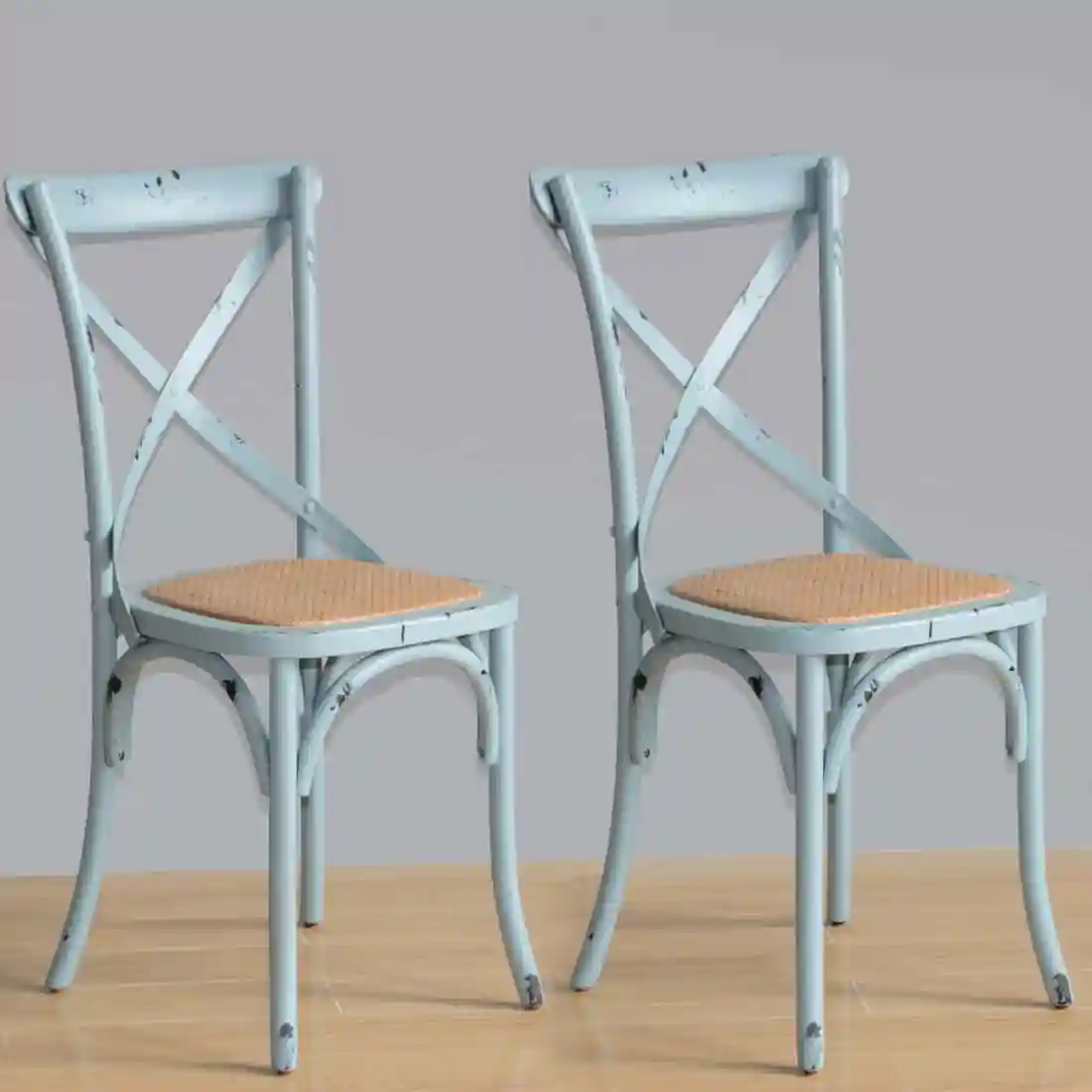 Bolero Blue Bentwood Chairs with Metal Cross Backrest (Pack of 2) - Image 5