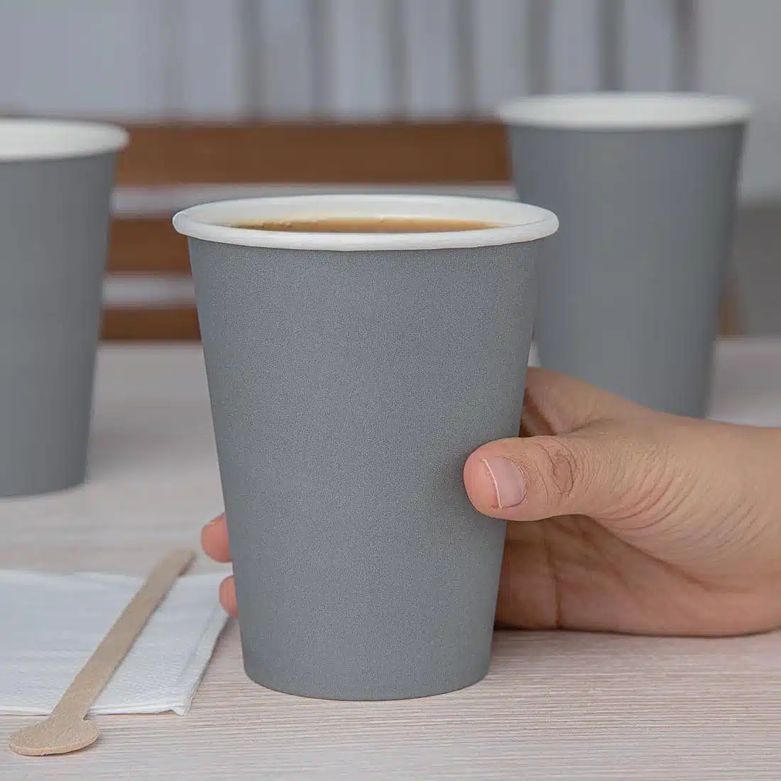 Fiesta Recyclable Coffee Cups Single Wall Charcoal 340ml / 12oz (Pack of 1000) - Image 5