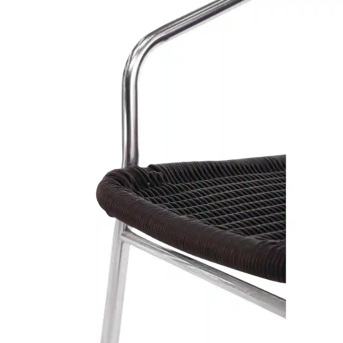 Bolero Aluminium and Black Wicker Chairs Black (Pack of 4) - Image 5