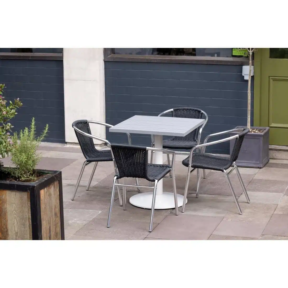 Bolero Aluminium and Black Wicker Chairs Black (Pack of 4) - Image 9