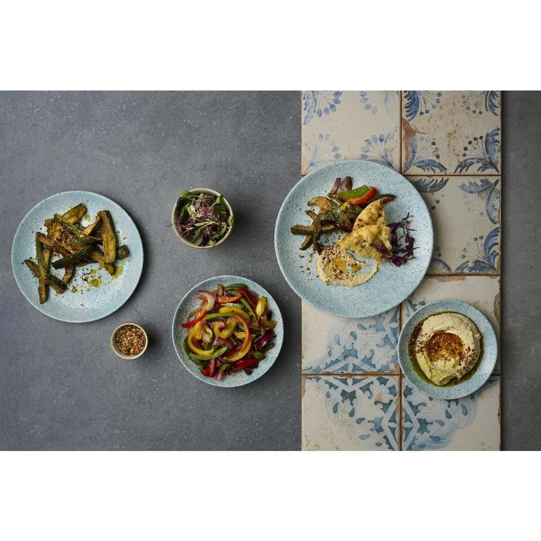 Churchill Vintage Prints Med Tiles Aquamarine Round Dishes 168mm (12 Pack) - Image 2