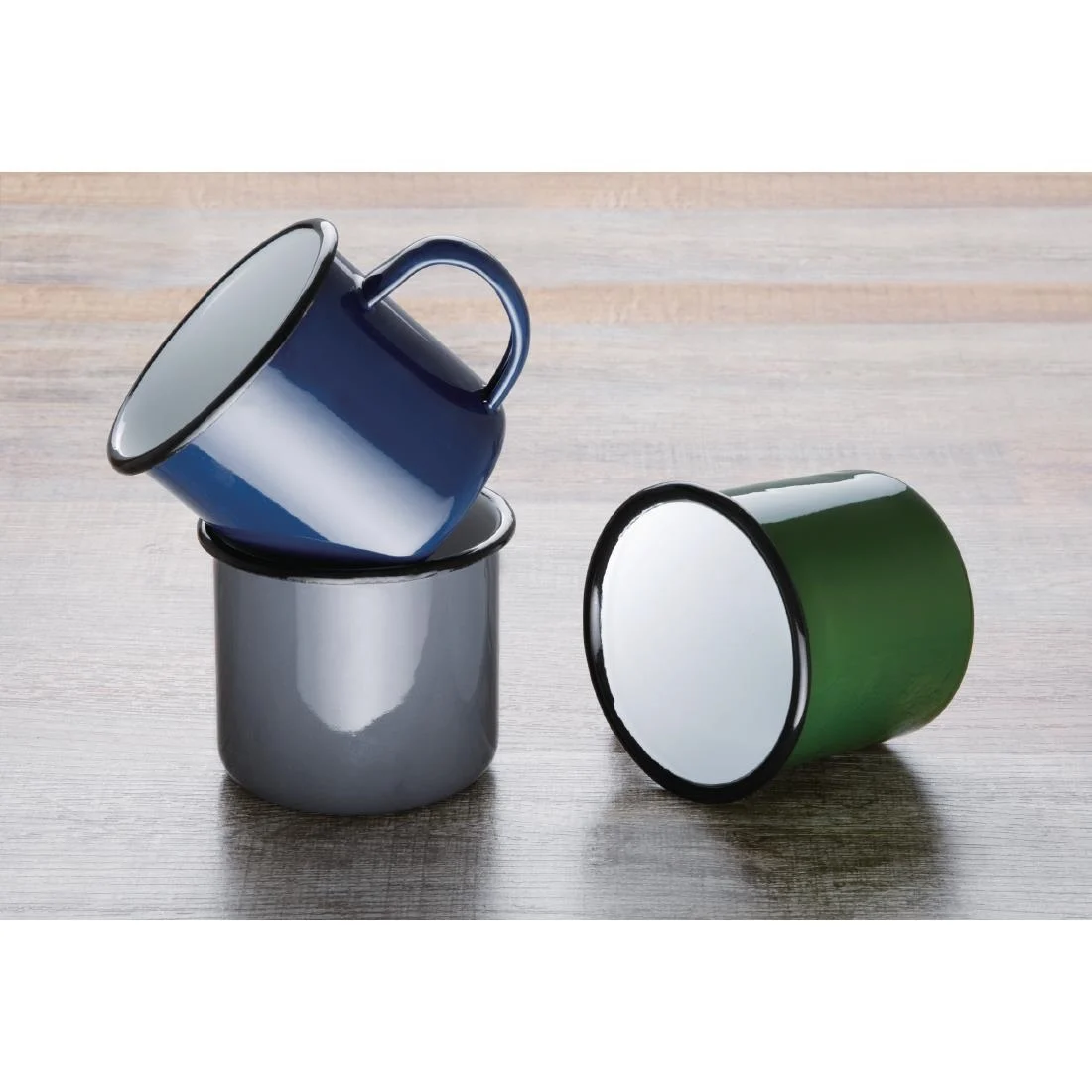 Olympia Enamel Mugs Green 350ml