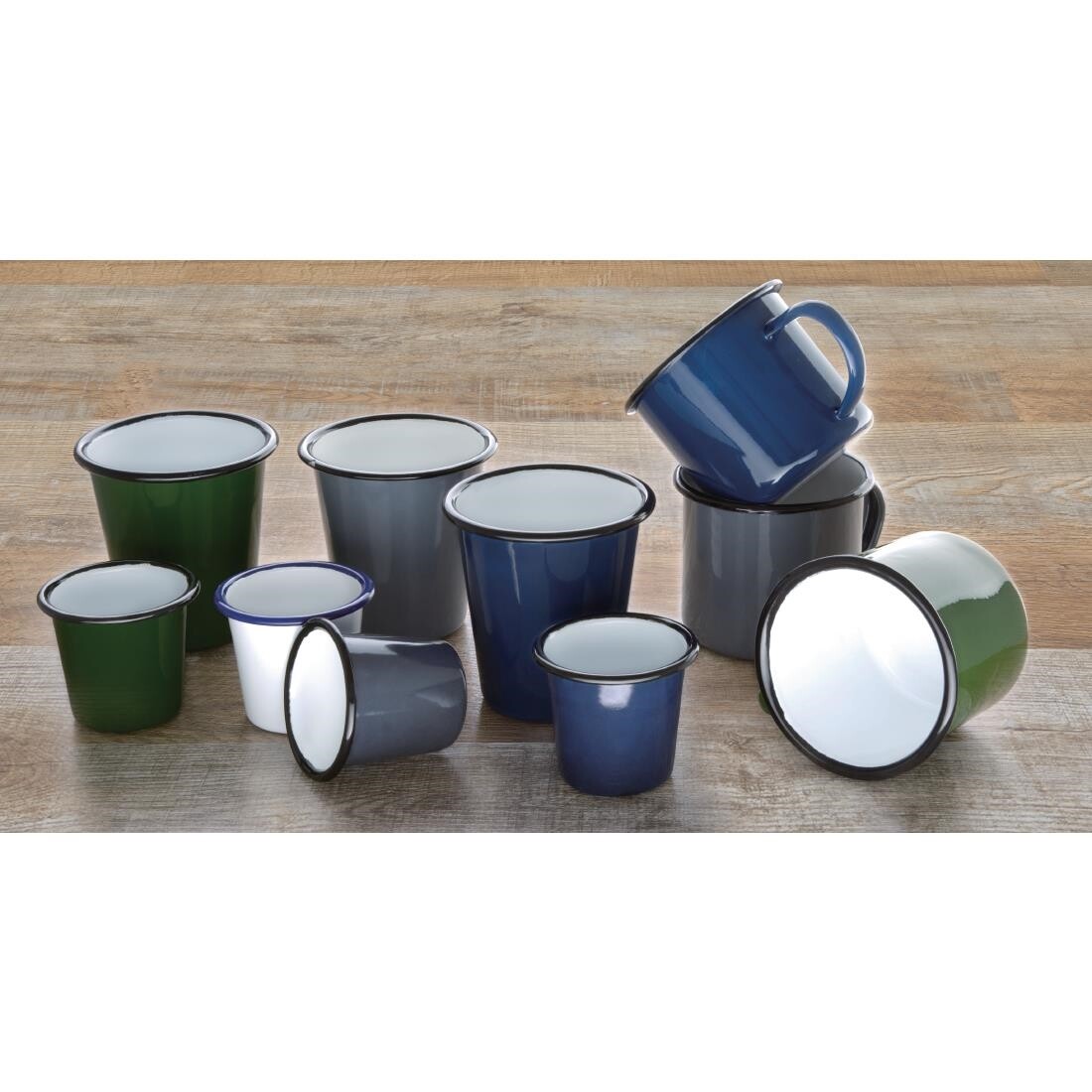 Olympia Enamel Sauce Cup White and Blue