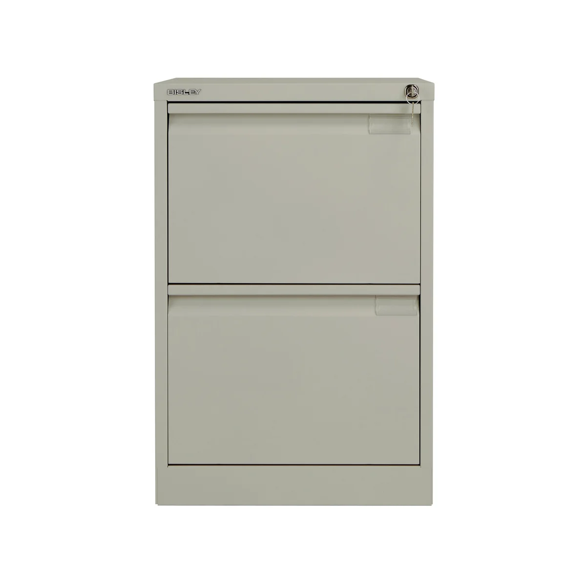 Bisley 2 Drawer Filing Cabinet Lockable 470x622x711mm Goose Grey BS2EGY - Image 2