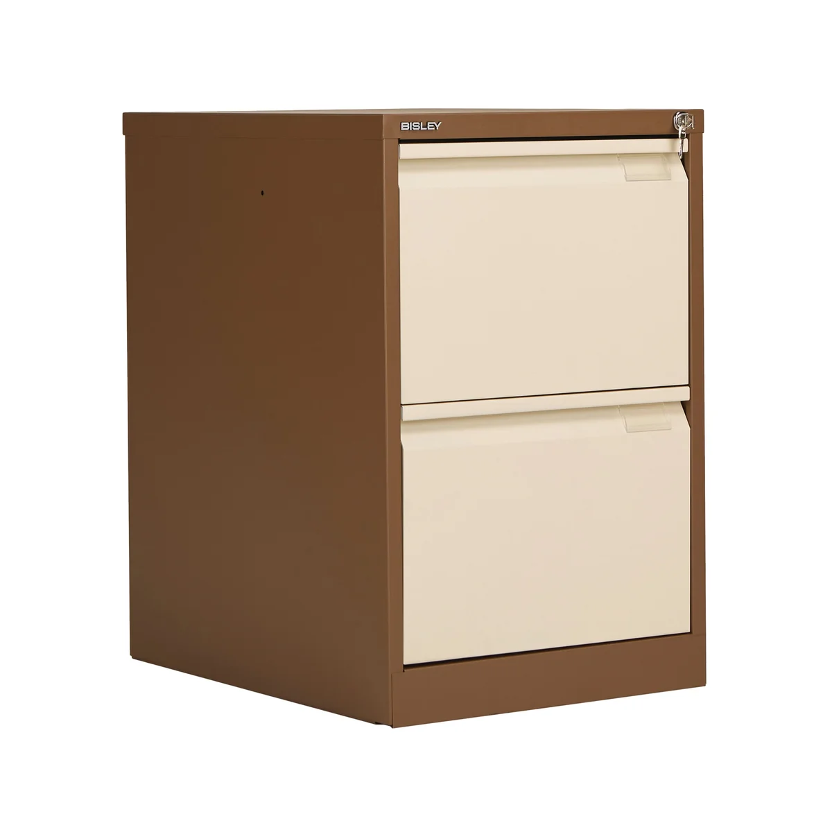 Bisley 2 Drawer Filing Cabinet Lockable 470x622x711mm Coffee/Cream BS2EC/C - Image 1