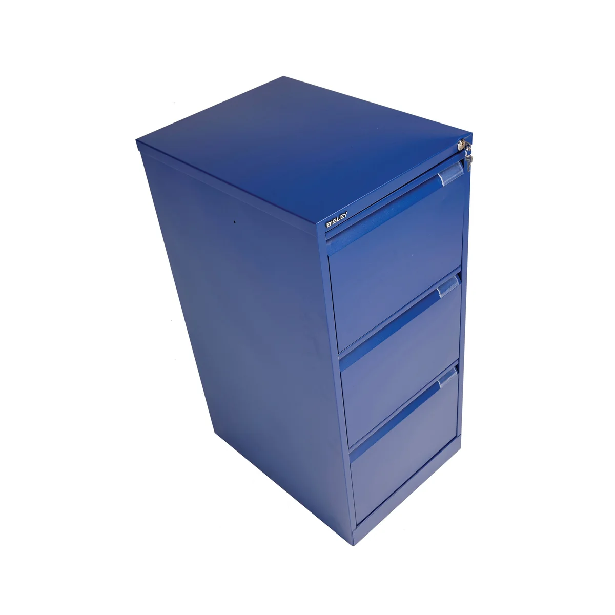 Bisley 3 Drawers Filing Cabinet Lockable 470x622x1016mm Blue BS3E/BLUE - Image 2