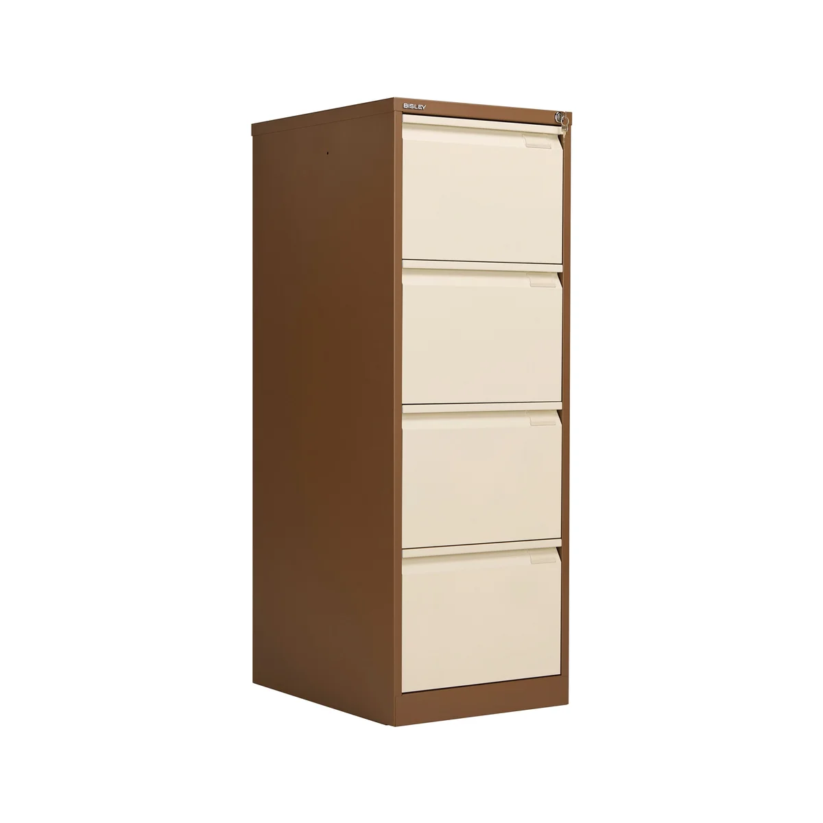 Bisley 4 Drawer Filing Cabinet Lockable 470x622x1321mm Coffee/Cream BS4EC/C - Image 1