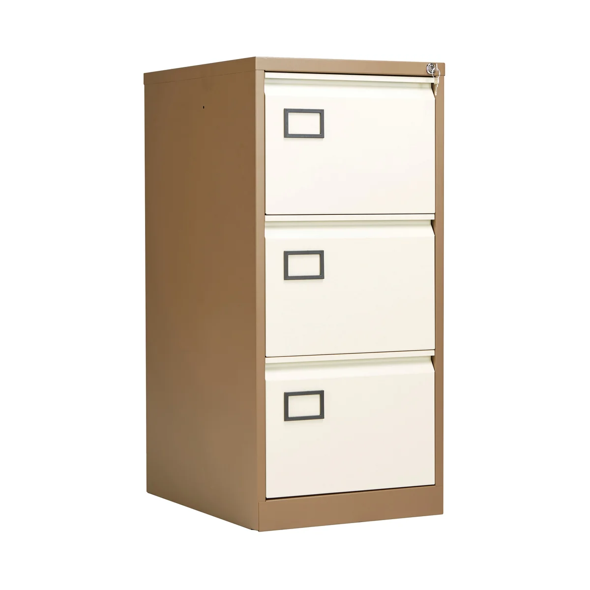 Jemini 3 Drawer Filing Cabinet 470x622x1016mm Coffee/Cream KF03004 - Image 1