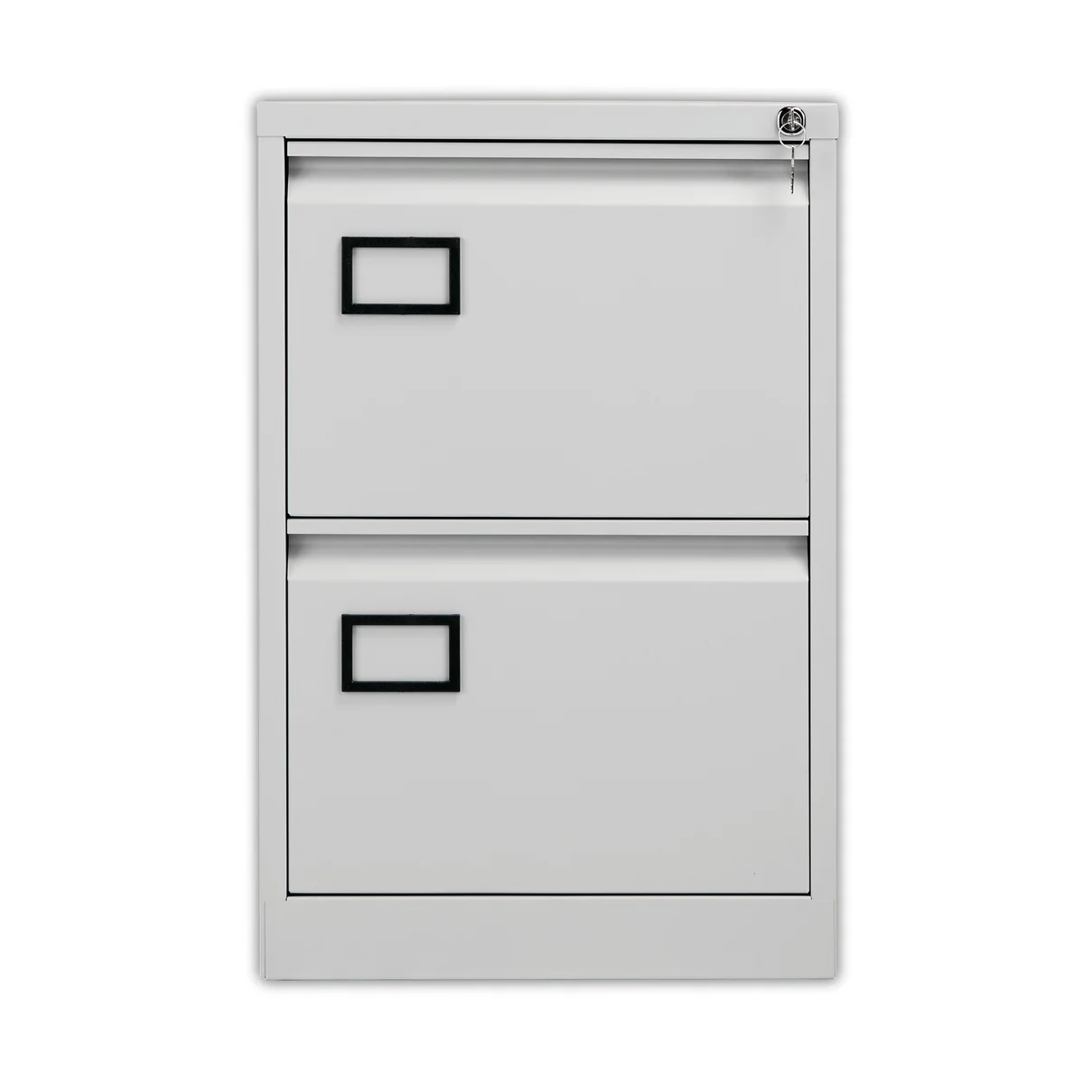 Jemini 2 Drawer Filing Cabinet Lockable 470x622x711mm Light Grey KF20042 - Image 2
