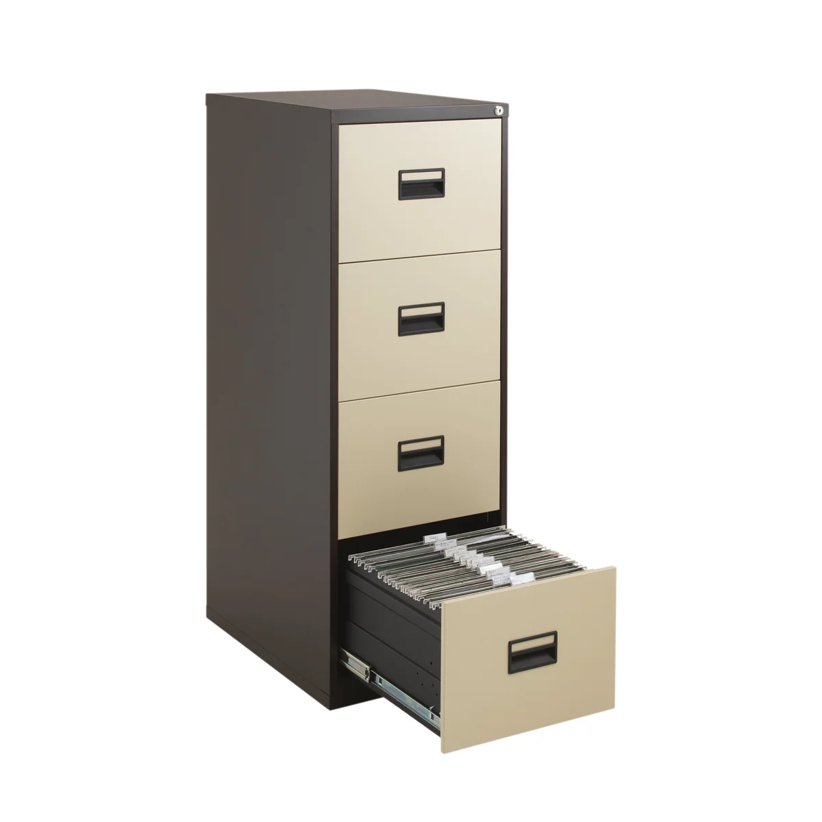 Talos 4 Drawer Filing Cabinet 465x620x1300mm Coffee Cream TCS4FC-CC - Image 2