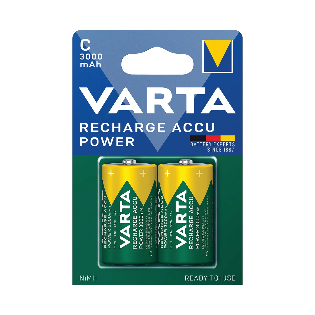 Varta C Rechargeable Accu Battery NiMH 3000 mAh (Pack of 2) 56714101412 - Image 1