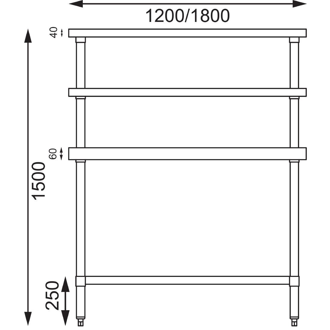 Vogue Stainless Steel Prep Station 1200x600mm