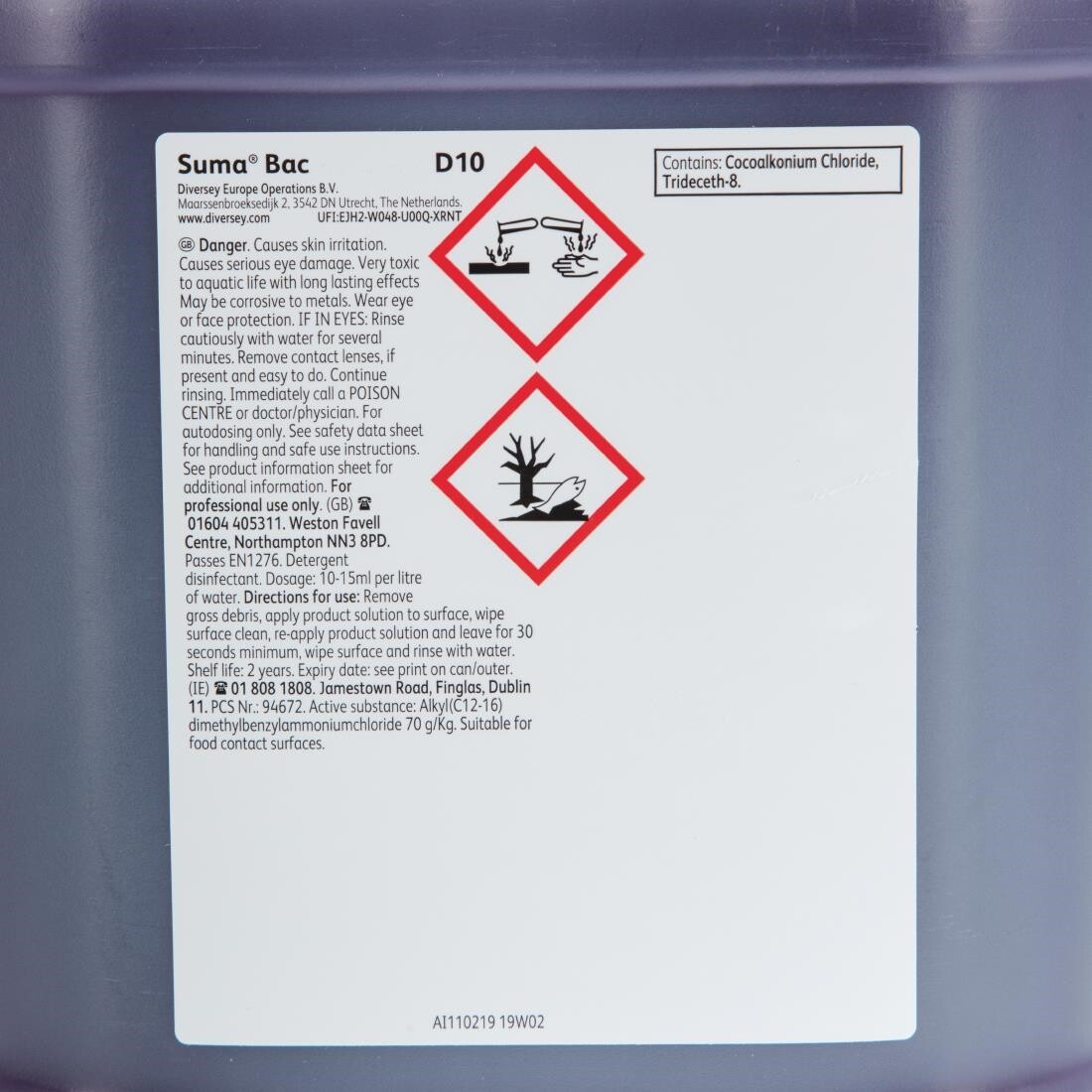 Suma Bac D10 Cleaner and Sanitiser 5 Litre (Pack of 2)