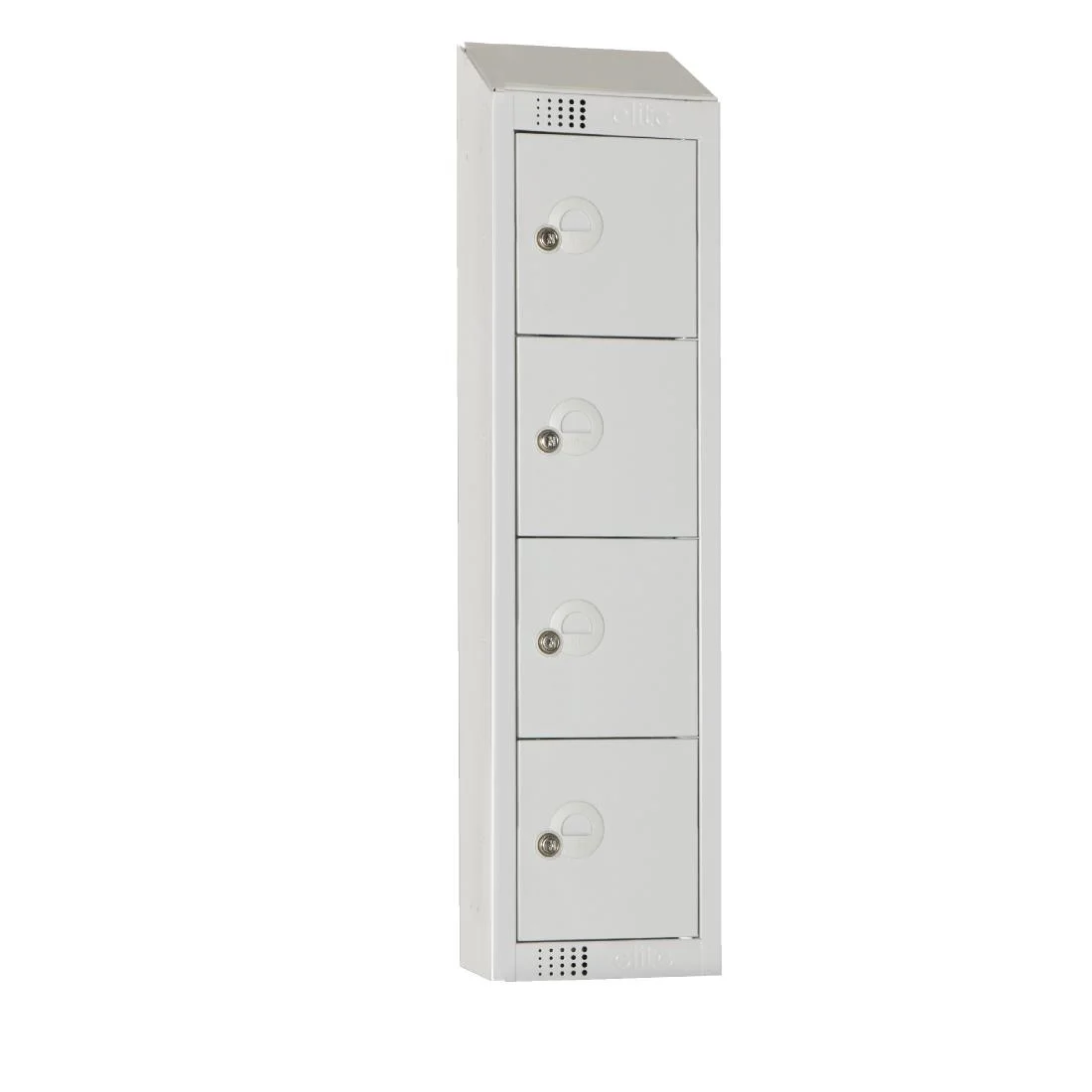 Elite Personal Effects Locker 4 Door Grey Camlock Sloping Top - Image 1