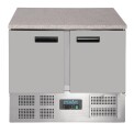Polar Double Door Refrigerated Counter with Marble Work Top 240Ltr