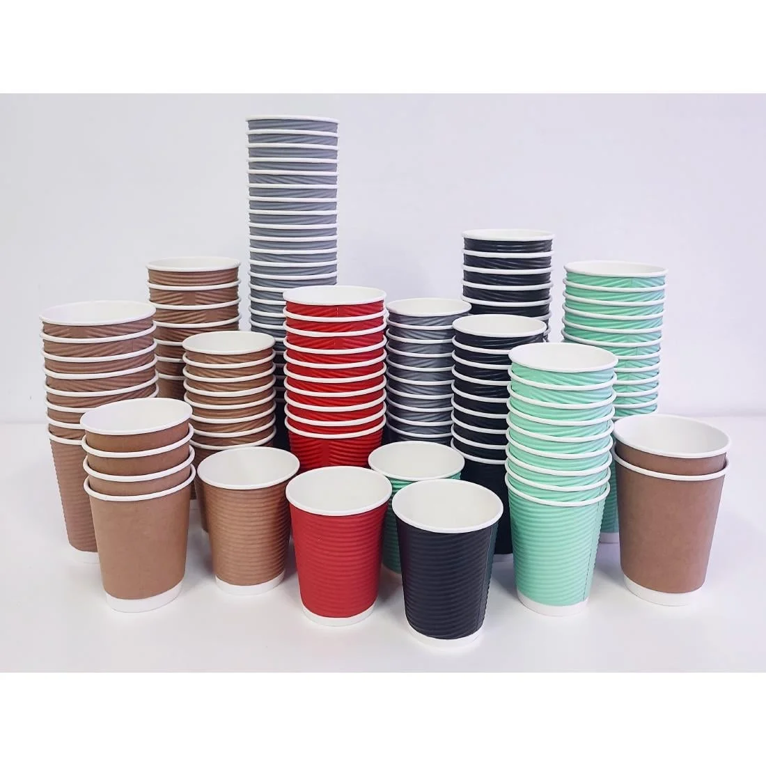Fiesta Recyclable Coffee Cups Ripple Wall Charcoal 340ml / 12oz (Pack of 25) - Image 2