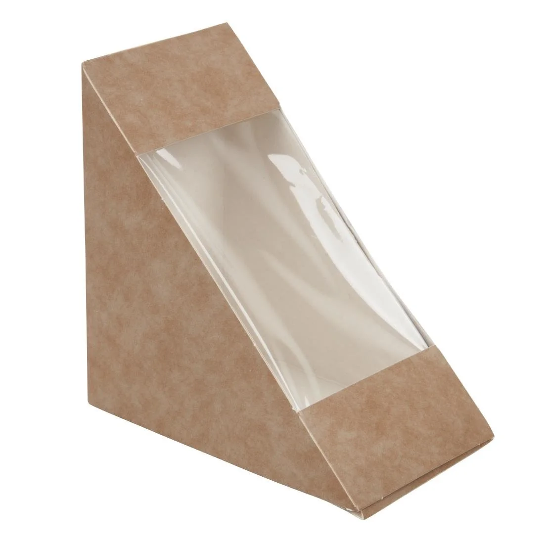Colpac Recyclable Kraft Front-Loading Sandwich Wedges With PLA Window (500 Pack) - Image 1